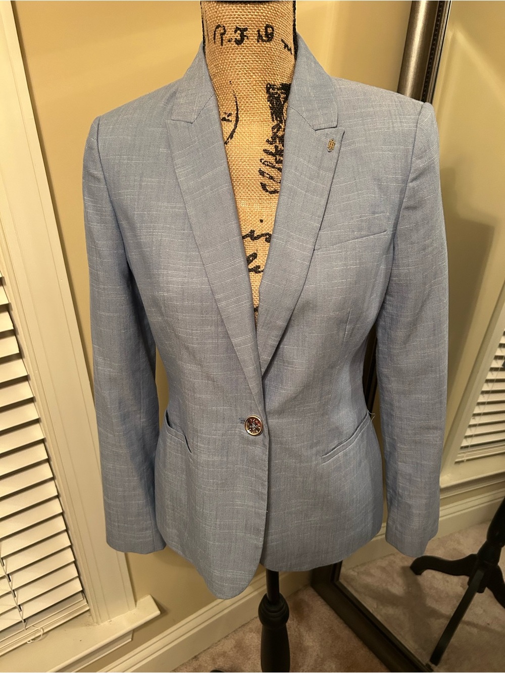 Tommy Hilfiger Light Blue Single-Button Blazer